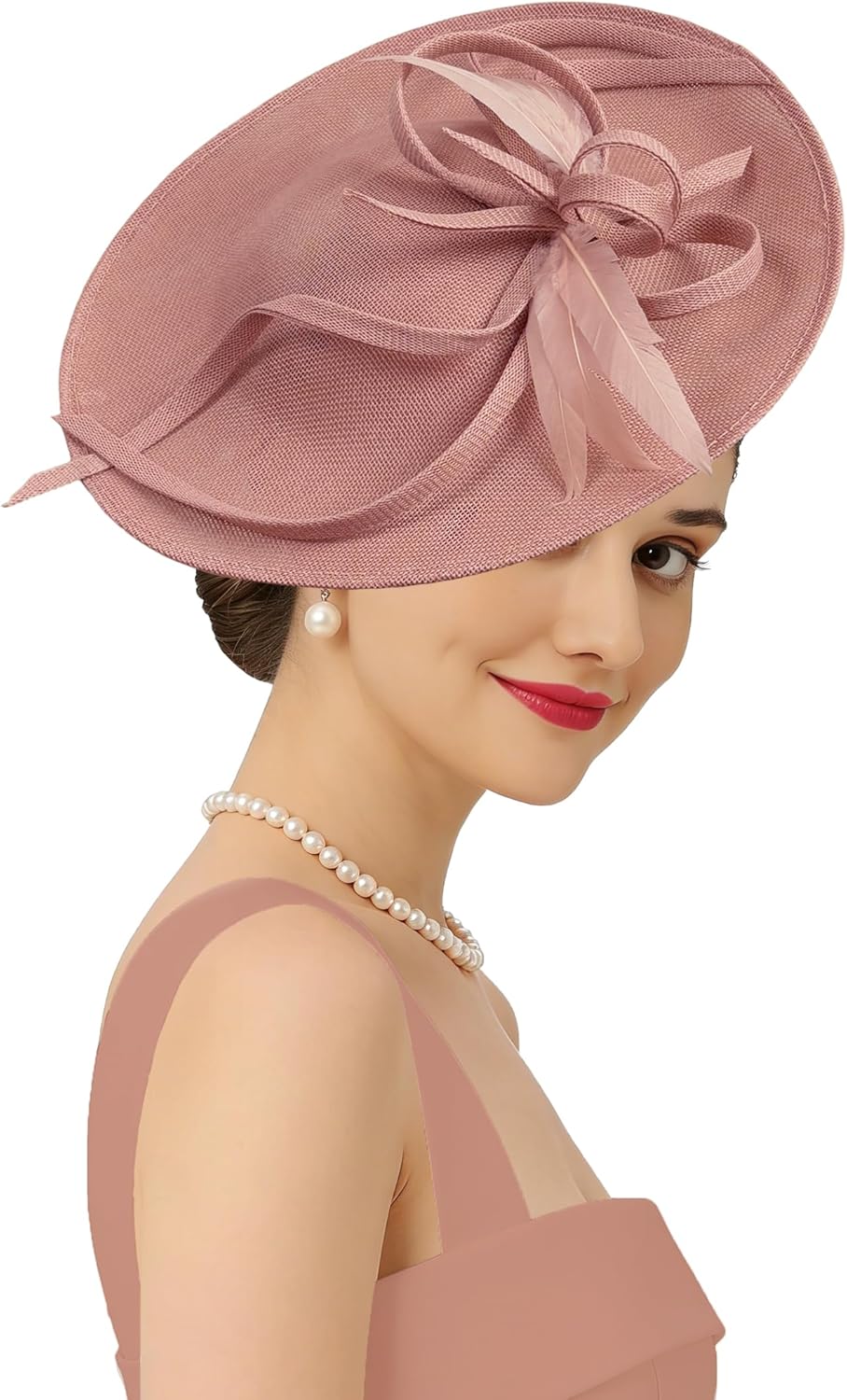 Kidukso Fascinators Hat 20s 50s for Women Derby Hat Vintage Feather Headband for Tea Party Church Wedding Cocktail