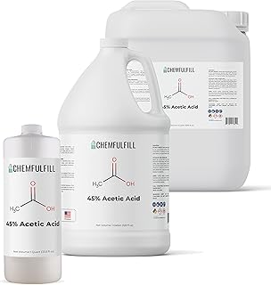 Chemfulfill High-Purity 45% Acetic Acid â€“ Ethanoic Acid Solution for Industrial & Laboratory Use, Made in USA, Multiple Sizes Available (15-Gallon, 1,920 fl oz)