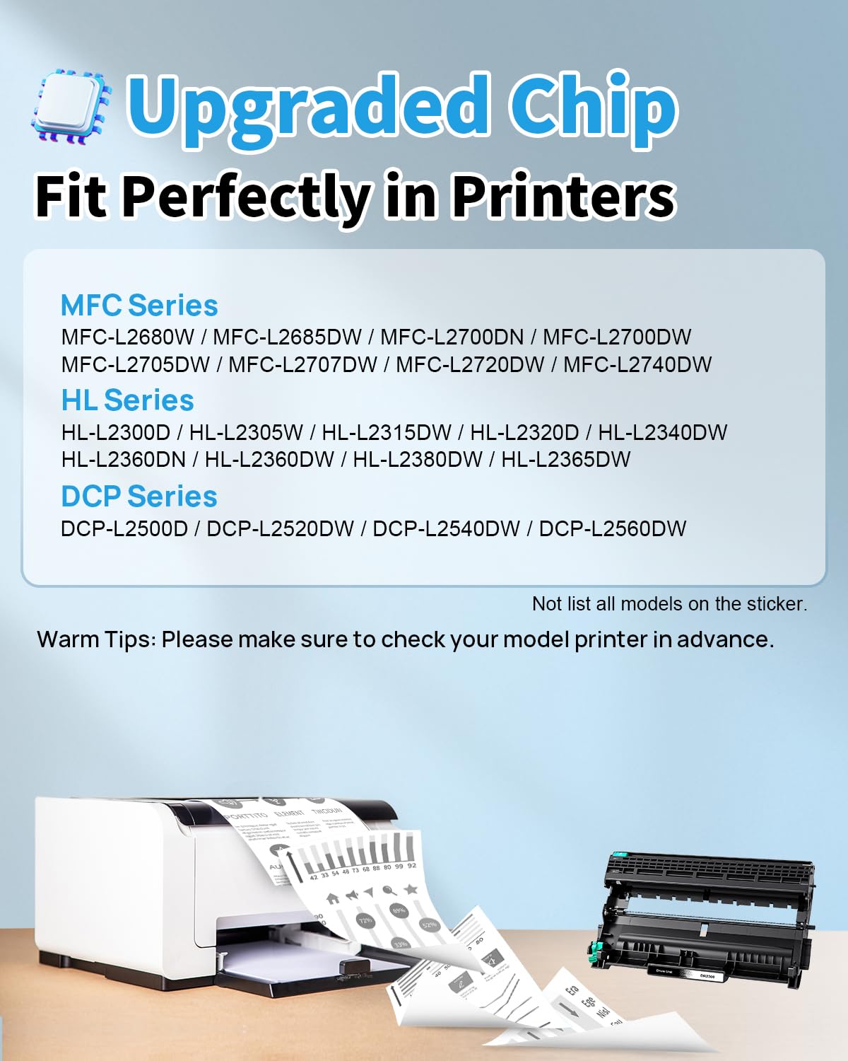 Yowell DR2300 Tamburo Compatibile per Brother DR2300 DR-2300 Tamburo für Toner Brother MFC l2700dw MFC-L2700DN MFC-L2720DW MFC-L2740DW, HL-L2340DW HL-L2300D, DCP-L2520DW DCP-L2540DN (Drum DR2300)