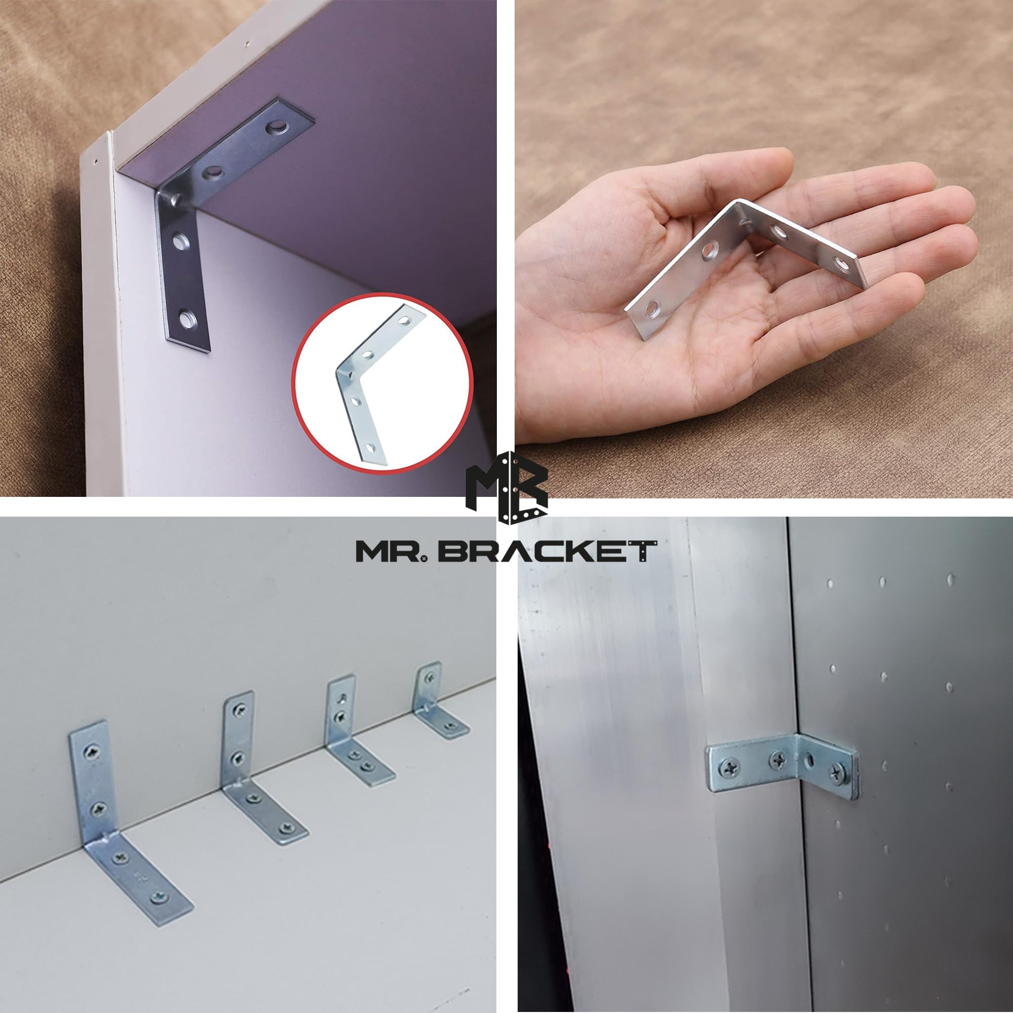 MR.BRACKET 10 ad. L Demir Gönye Köşebent 16x55x55mm - Mobilya Dolap Eşya Duvara Sabitleme Aparatı - Raf Masa Çekmece Sandalye Kitaplık Gardırop Köşe Sabitleme Birleştirme Bağlantı Demiri