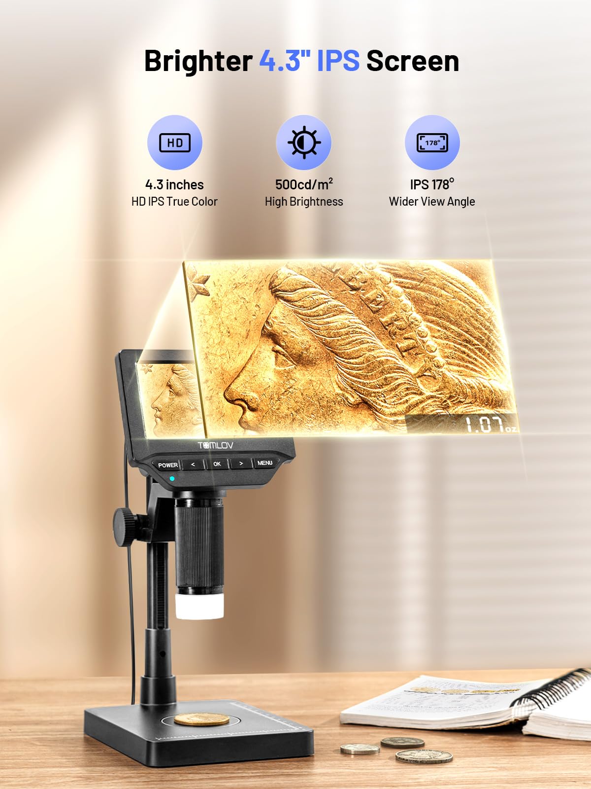 TOMLOV DM4W Microscope & Scale - Weigh Coins! -5