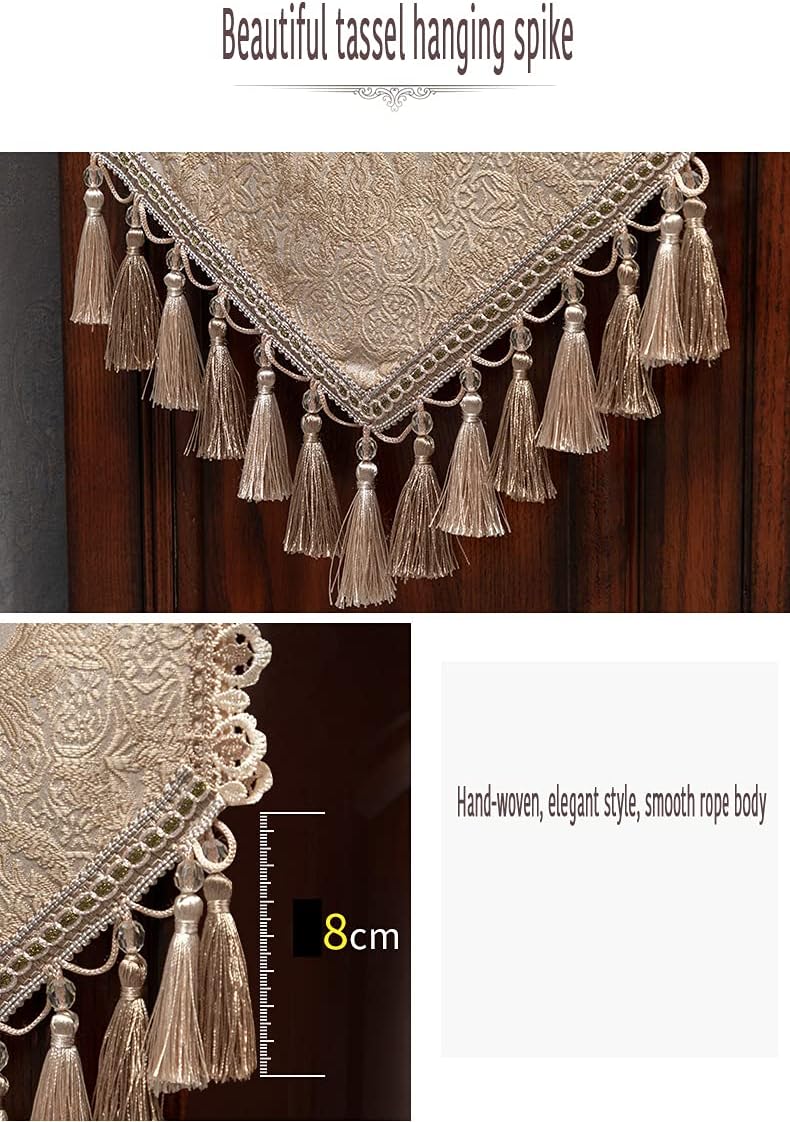 Golden Chenille Jacquard Rectangular Table Runner With Delicate Hand-woven Tassels, Elegant And Stylish Table Decoration For Dining And Coffee Tables(Size:35260cm,Color:Golden yellow)