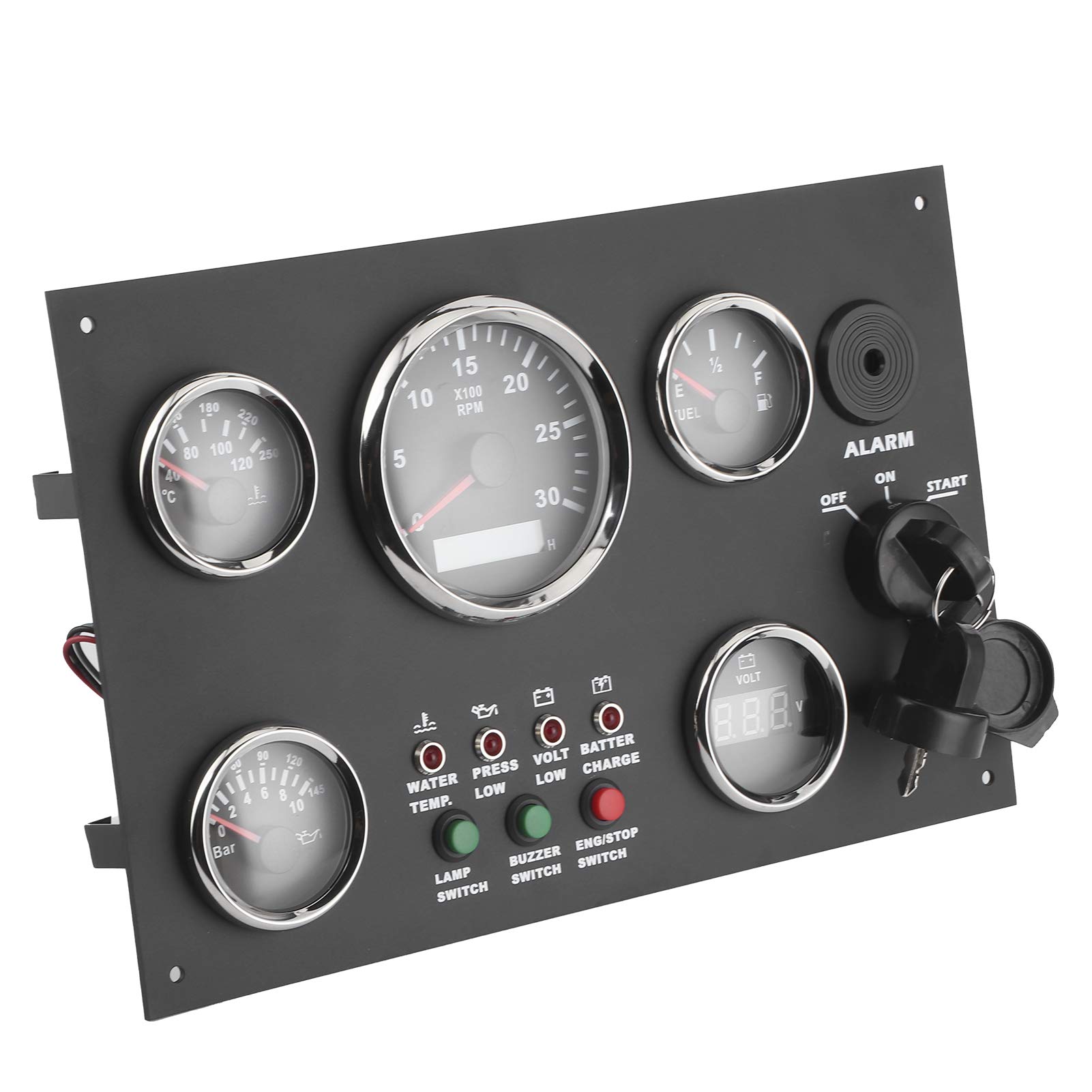 Panel De Indicadores Múltiples, Instrumento De Tablero De Barco, Velocidad Del Motor, Presión De Aceite, Temperatura Del Agua, Pantalla De Voltaje Con Luces Traseras Rojas Para Vehículos Recreativos/m