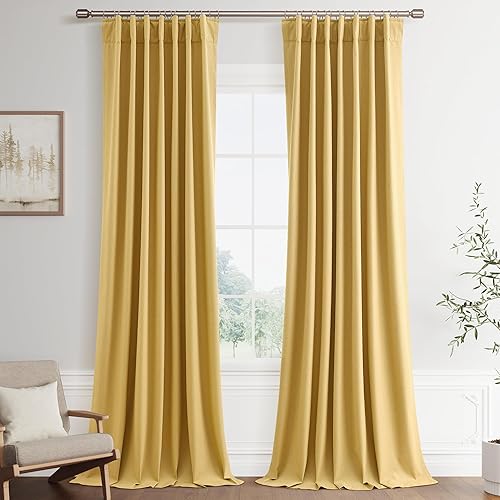 Miniatura 13 de Joywell Cortinas de lino 100% opacas de 45 pulgadas de largo, bolsillo para barra/pestaña trasera, cinturón de gancho/anillos de clip, cortinas de