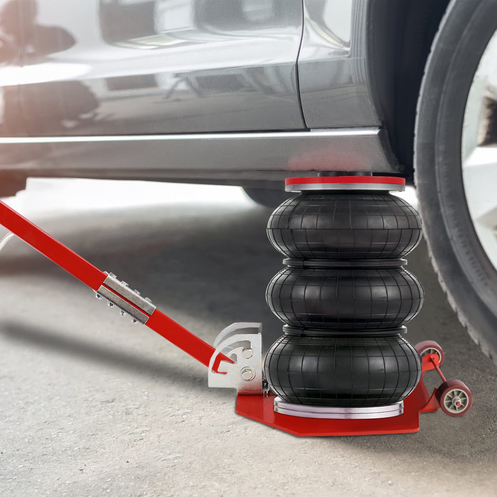 NAIZY Bolsa de Aire Jack 3T Gato neumático 6600lb Gato de Aire comprimido Gato de Aire Gato de Aire de elevación Inflable con manija Ajustable para automóvil, Rojo