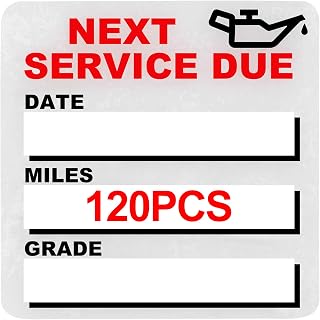 for Oil Change Sticker Static Cling, Clear Stickers 120 Pcs 2”x 2” Next Service Due Sticker for Windshield, Easy to Peel with No Residue for Car Auto Vehicle Window (Red4)