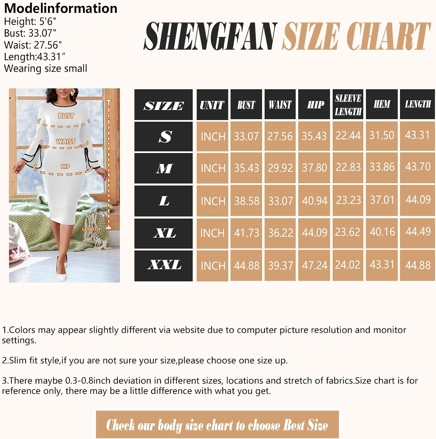 Women's Casual Bell Long Sleeve Bodycon Midi Dress Crew Neck Vintage Church Work Cocktail Party Business Wrap Dresses