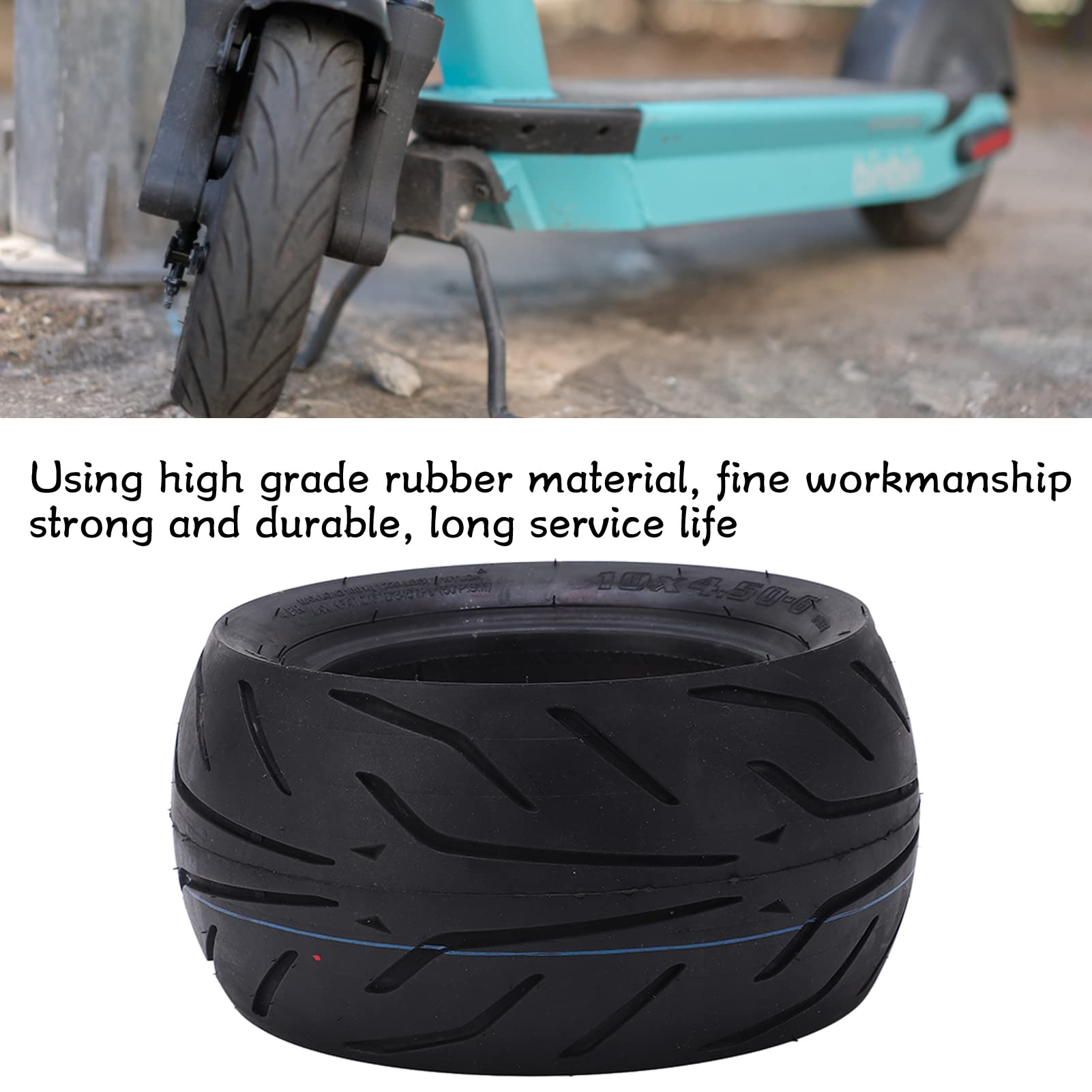 Neumático sin Cámara para Patinete Eléctrico, Seguro Resistente Neumático 10 Pulgadas Goma 10x4,50 for Niños Adultos Viajes Cortos Desplazamientos Urbanos