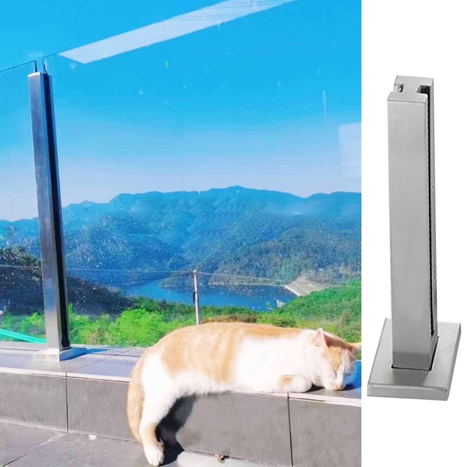 Poteau de garde-corps en verre en acier inoxydable brossé premium