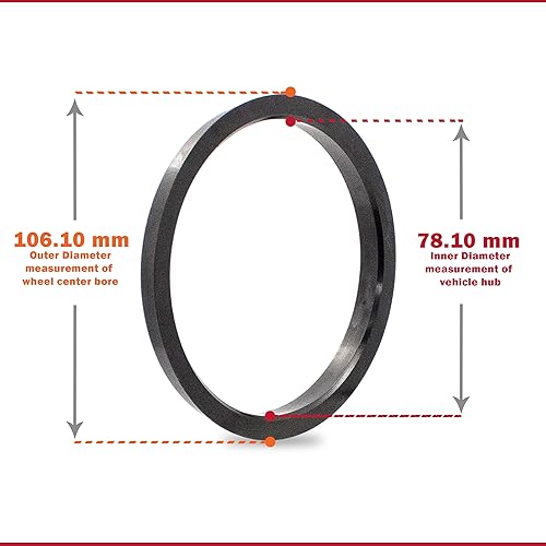 Miniatura 8 de Wheel Accessories Parts 4 anillos centrados de buje de policarbonato de 3.429 in de diámetro exterior de 3.075 in de diámetro exterior para Chevy