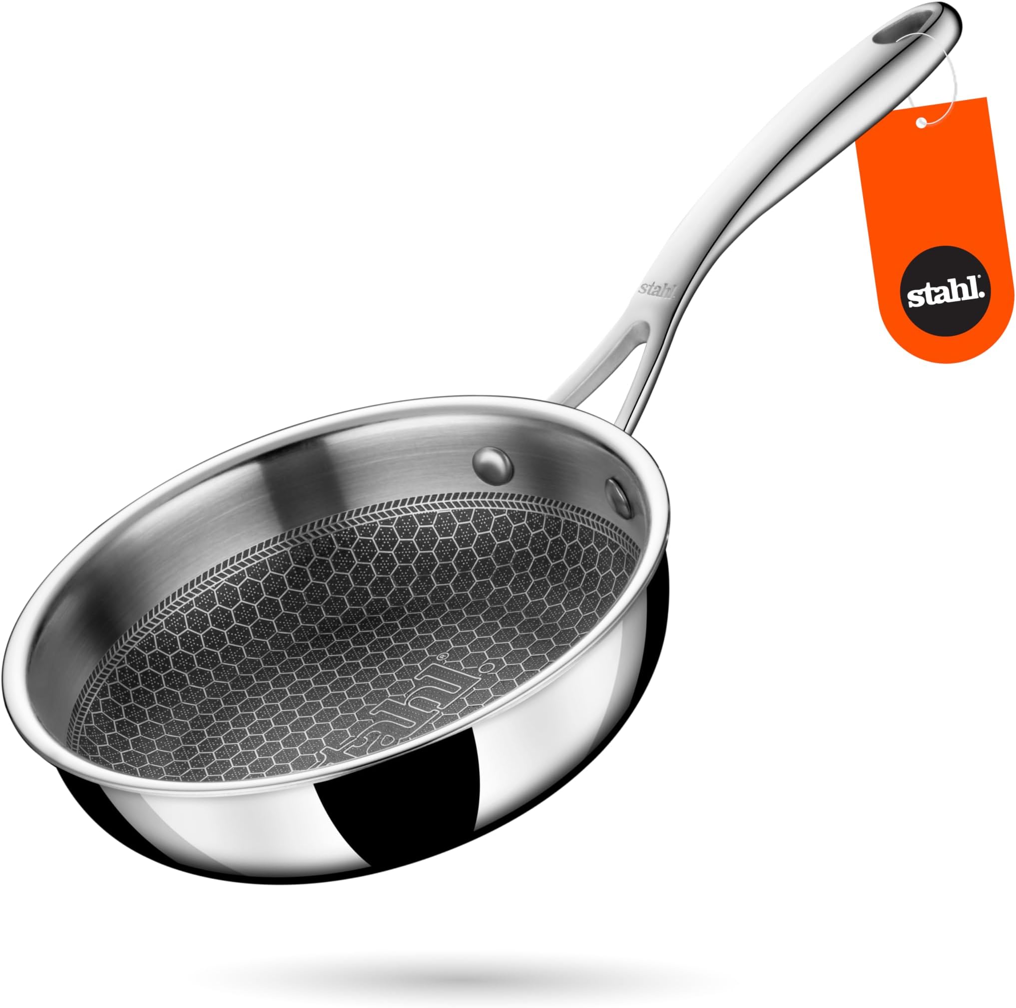 Stahl Artisan Hybrid Triply Cooking Pan, Egg Frying Pan with Lid, Fry pan Induction Base, Frying pan Non Stick, Omelette Pan Non Stick, Frying pan Stainless Steel, 1.15 L, 18 cm