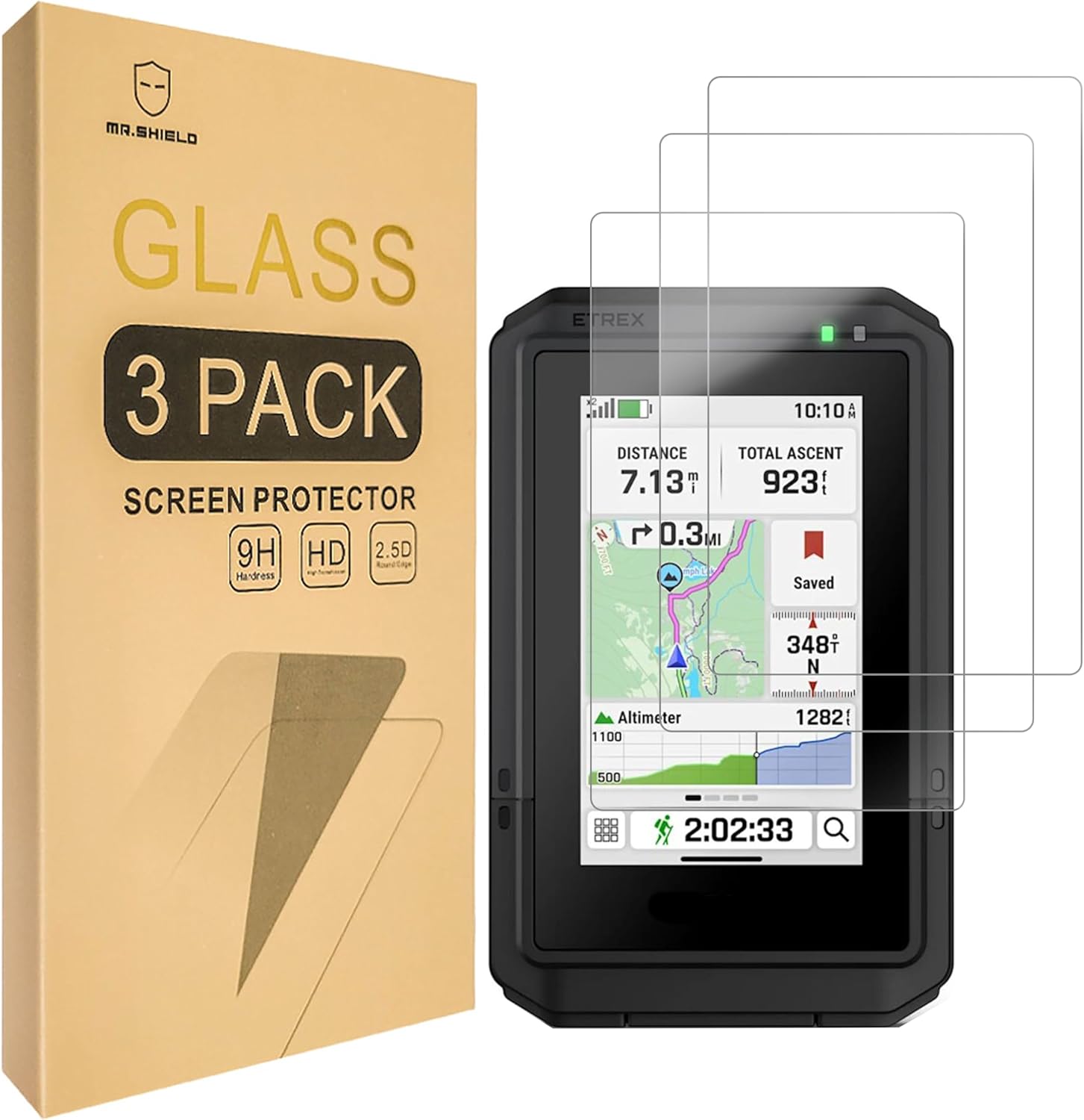 Mr.Shield Screen Protector compatible with Garmin eTrex Touch [Tempered Glass] [3-PACK] [Japan Glass with 9H Hardness]