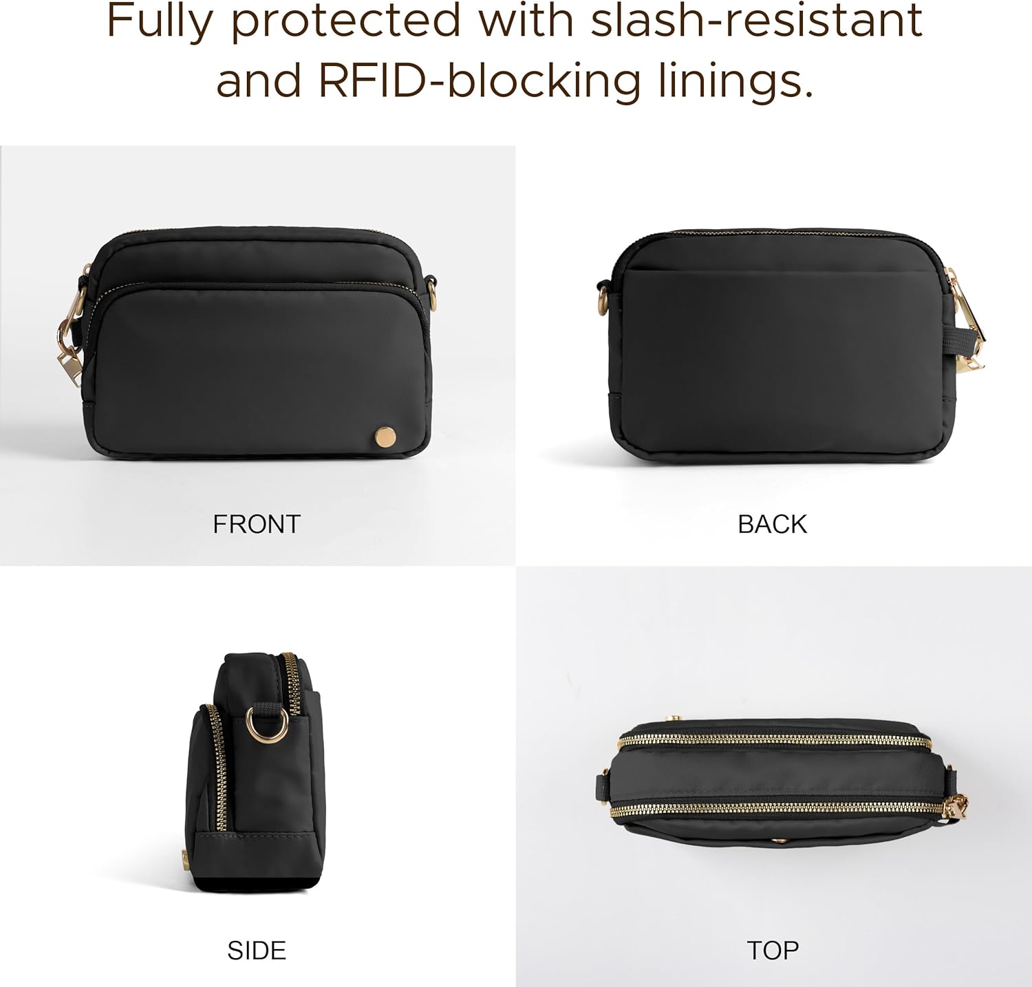 Joryin Anti Theft Crossbody Bag for Women, Slash-resistant RFID Blocking Travel Purses, Small Shoulder Bag Handbag, Nylon - Image 4