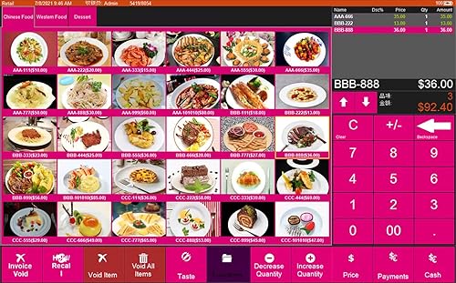 Miniatura 6 de Sistema POS de caja registradora A7 con impresora térmica de recibos incorporada para camiones de comida, restaurantes, bares, empresas con software