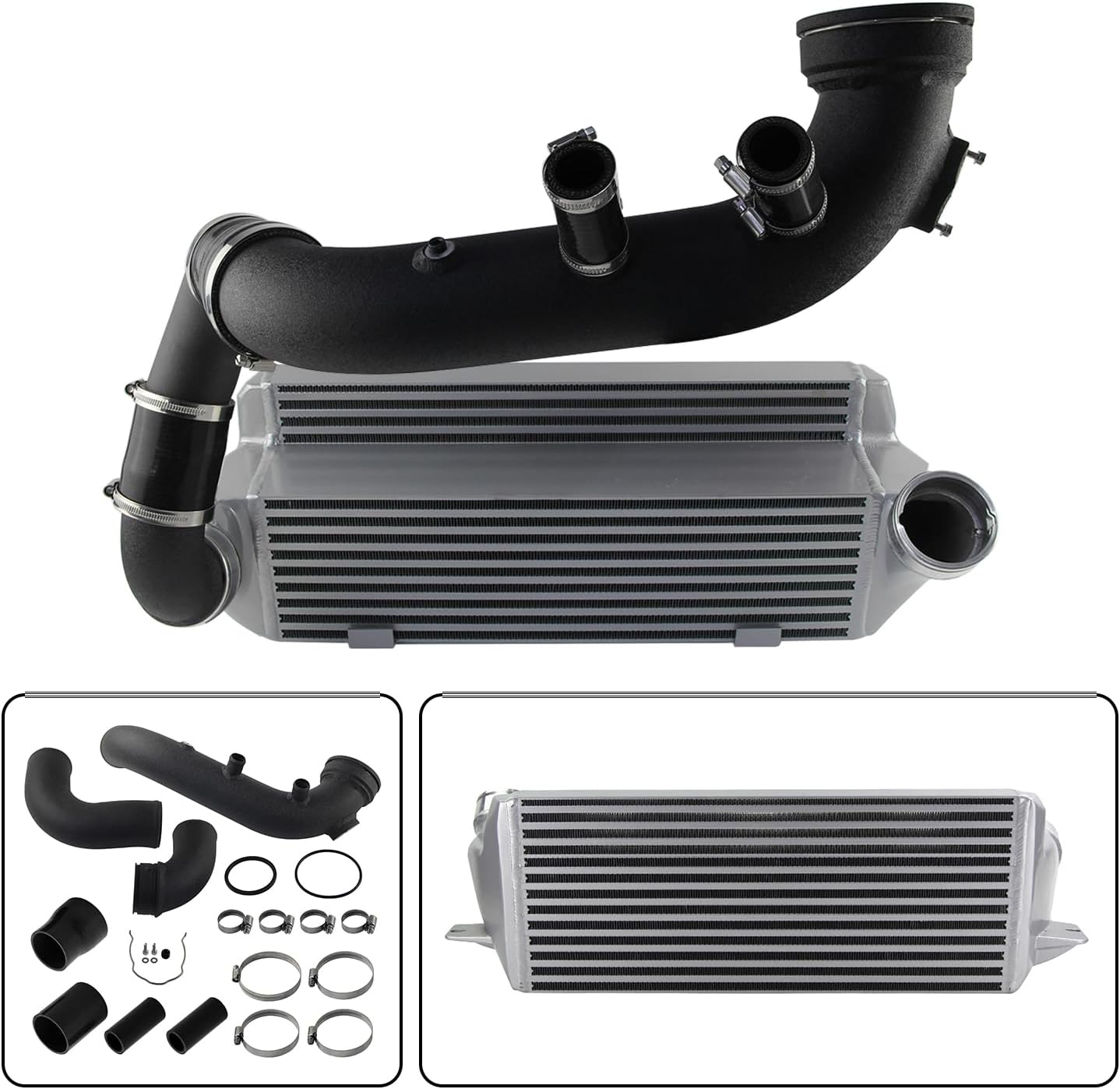 Aluminum Super Charge Pipe Kit & intercooler For N54 E8X E9X E82 E88 E90 E91 135i 335i 1M. (Black)