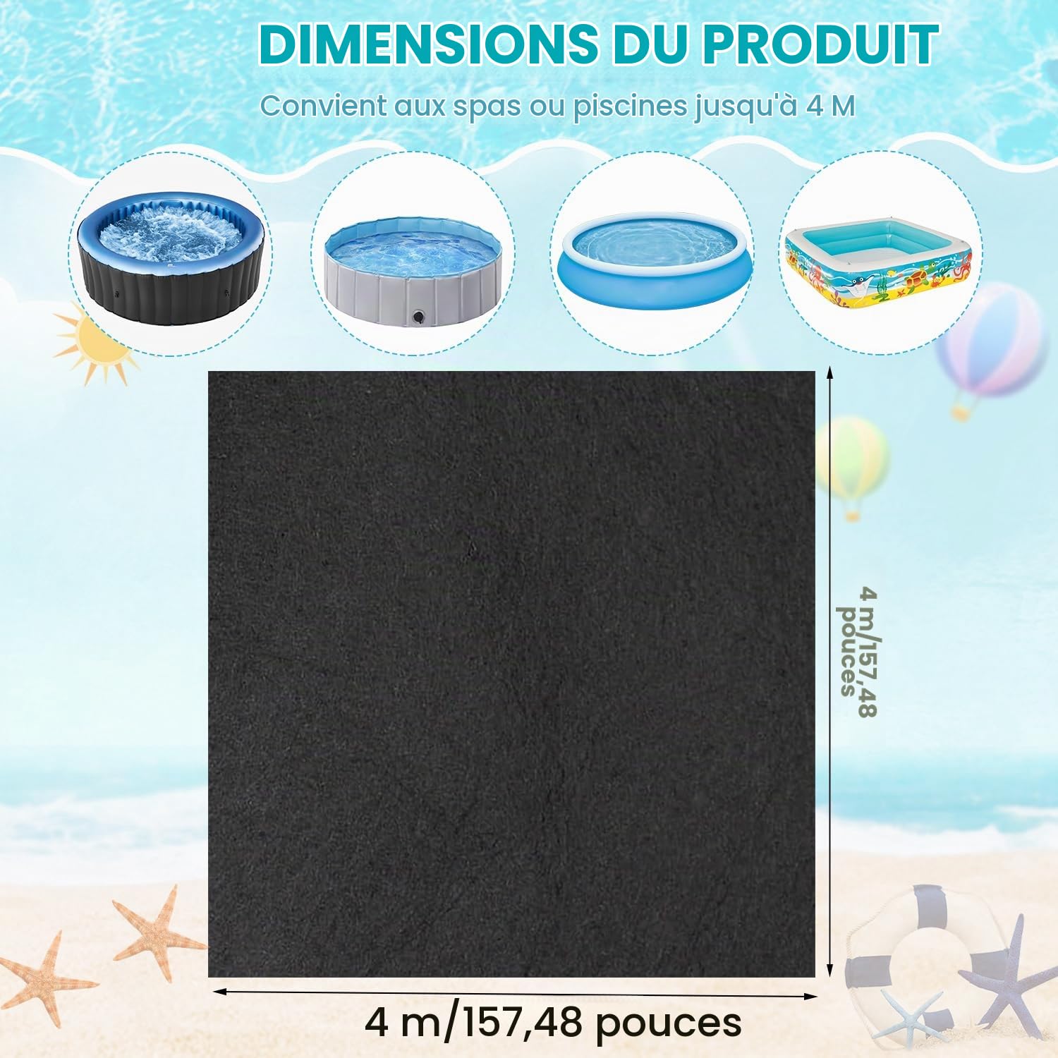 Tapis de,Tapis de Sol carré sur Tapis de Piscine, Tapis de Protection de Sol, Tapis de, Tapis de revêtement de Piscine pour piscines Hors Sol, Tapis de Sol Gonflable