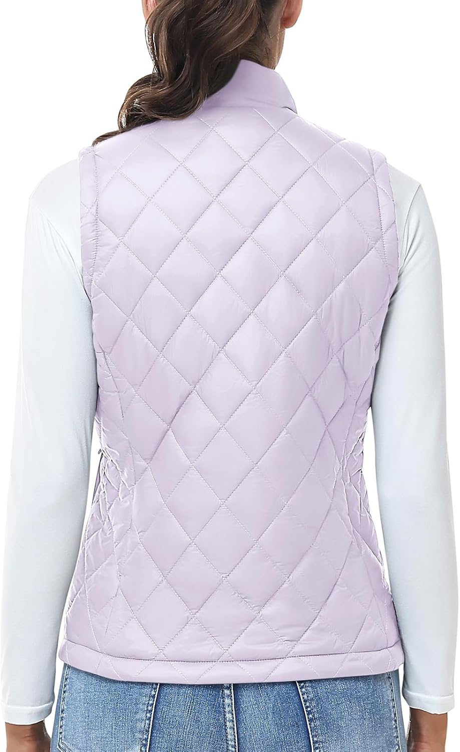 TBMPOY Women's Lightweight Quilted Vest Outerwear Puffer Sleeveless Jacket Windproof Winter Warm Stand Collar with 4 Pockets - Image 6