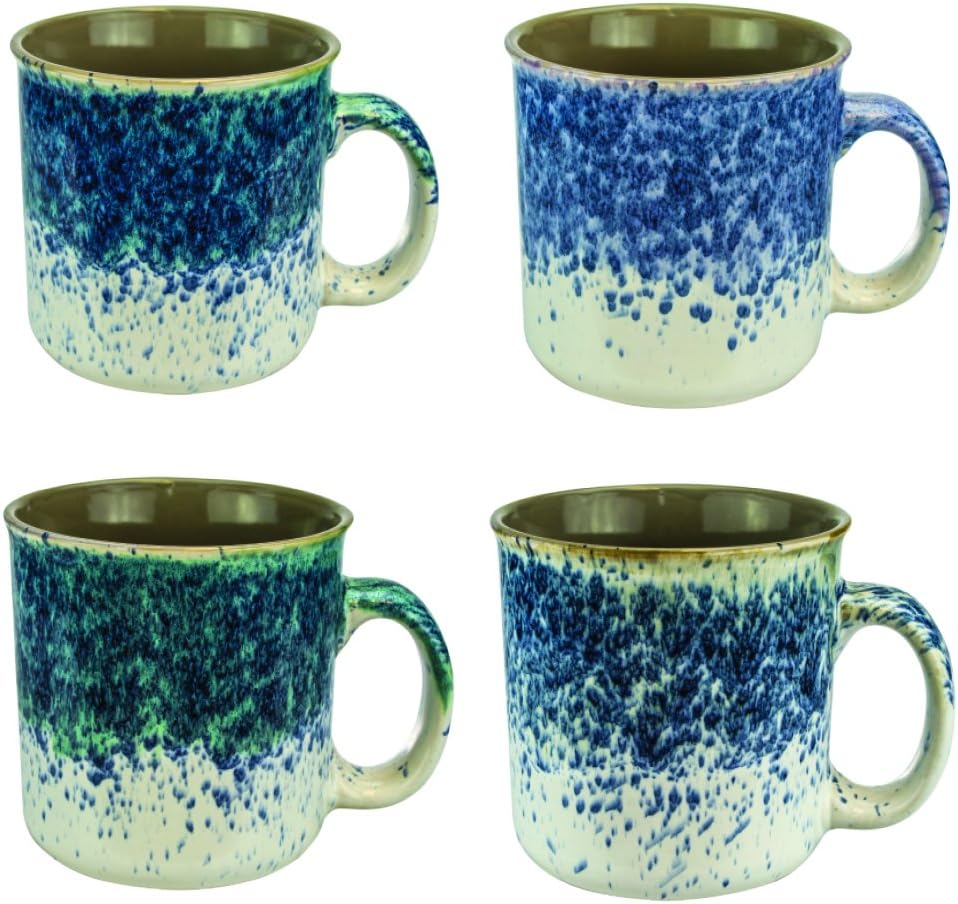 Coffee Mug Set of 4, Large 18 oz Unique Mugs, Microwave Safe Glazed Unique Sturdy Kitchen Decor Modern Cups, Mom Coffee Mugs Gifts