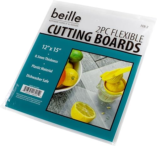 Miniatura 8 de Beille Juego de 2 tablas de cortar flexibles esmeriladas, accesorios de cocina, preparación de comidas, 12 x 15 pulgadas