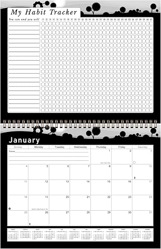 Calendario mensual 2026 de escritorio/pared, rastreador de hábitos, diario, semanal y mensual, diario motivacional de seguimiento de hábitos