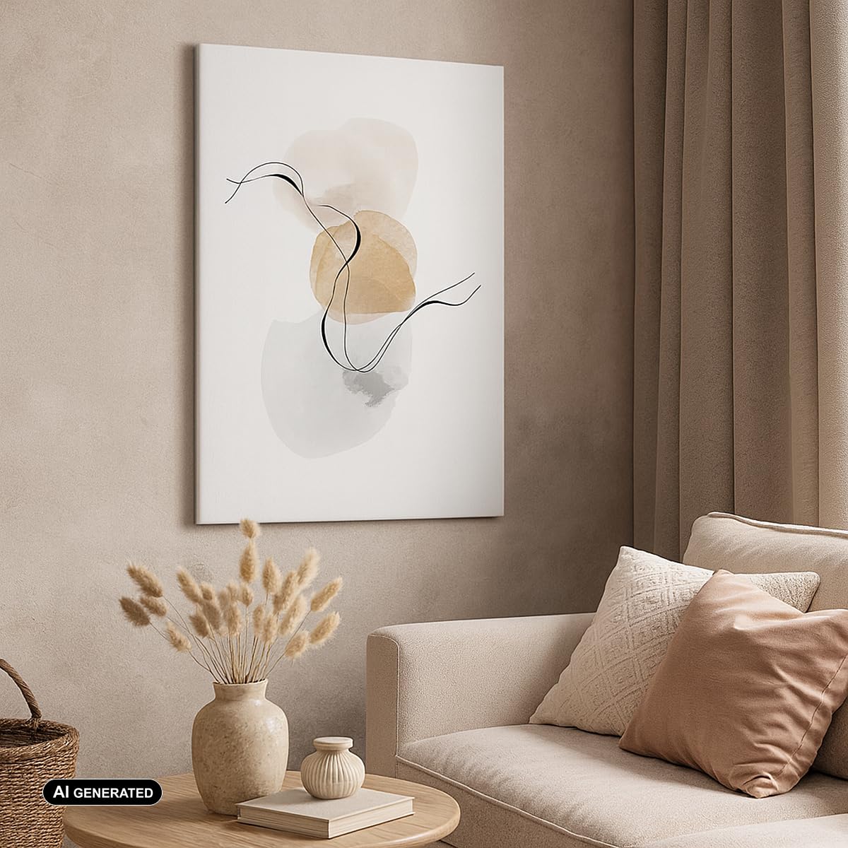 Cuadro sobre Lienzo 50x70 cm Moderno Vertical Abstracto Pastel - 4827 | Acuarela Minimalist Cuadro Decorativo Arte mural Decoración del Hogar Salón Dormitorio Cocina sobre Lienzo Cuadros de Pared