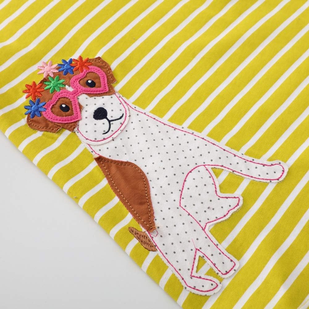 FreeLu Toddler Girls Striped Summer Dress Cartoon Appliques Dresses Girls Cotton Casual Clothing 2-7Y - Image 6