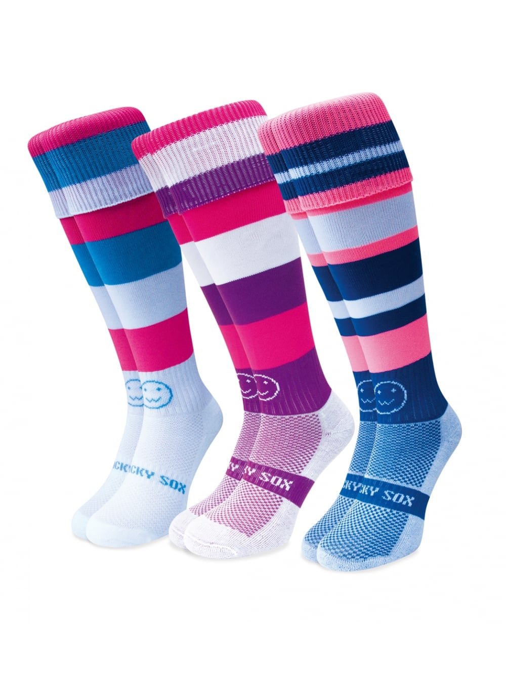 WackySox Heart Throb 3 Pairs Saver Pack Knee Length Sports Socks, Rugby Socks, Hockey Socks