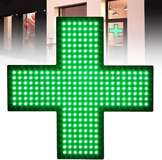 LED Medical Cross Sign, 48x48cm Pharmacy Cross Indoor Sign Lamp, with Pull Seitch, 3 Working Modes-Always On, Flashing and Overall Flashing, for Pharmacies Decoration, Easy To Install
