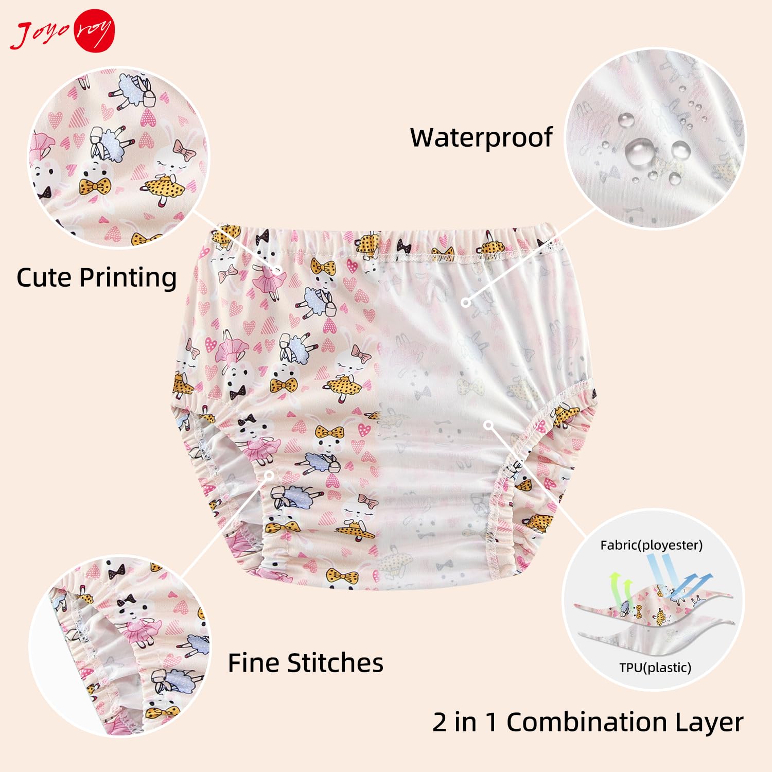 Joyo roy 4Pcs Plastic Diaper Covers for Girls Plastic Underwear for Potty Training Underwear for Girls Toddler Rubber Pants for Babies and Toddlers Cloth Diaper Cover Waterproof Training Pants 3T-4T - Image 2