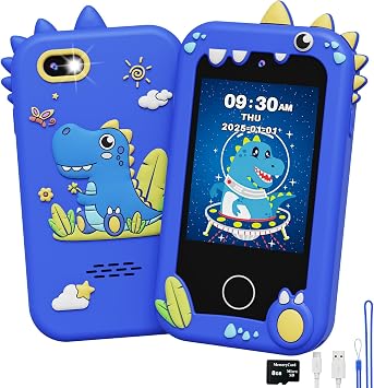 UCIDCI Kids Smart Phone Toys for Girls Ages 3-7 with Dual Camera - Phone Toys with Learning Games, Travel Toys with MP3 Music Player for Christmas Birthday Gifts for 3 4 5 6 7 Year Old Boys