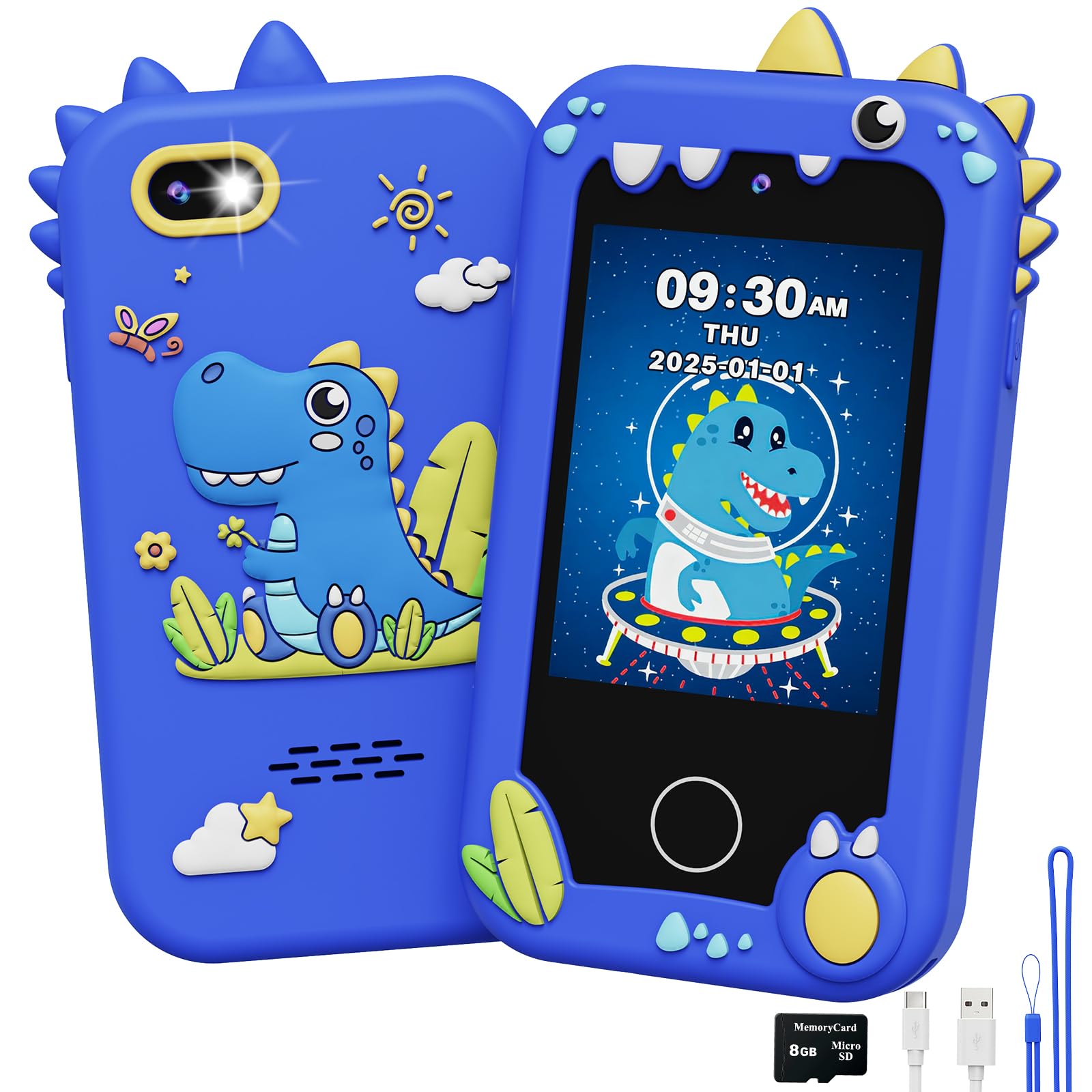 UCIDCI Smartphone Giocattolo Telefono per Bambini e Bambine, Cellulare con Doppia Macchina Fotografica Bambini, Giochi Educativi MP3, Regalo Bambina 3-8 Anni, Compleanno Pasqua (Blu, 2,8 poll.)