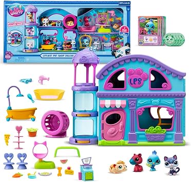 BANDAI Littlest Pet Shop House Deluxe Littlest Pet Shop - BF00596 includes 4 pets, 1 game scenario, 20 accessories, 4 trading cards, 1 virtual code, Gen 7, 4 years +