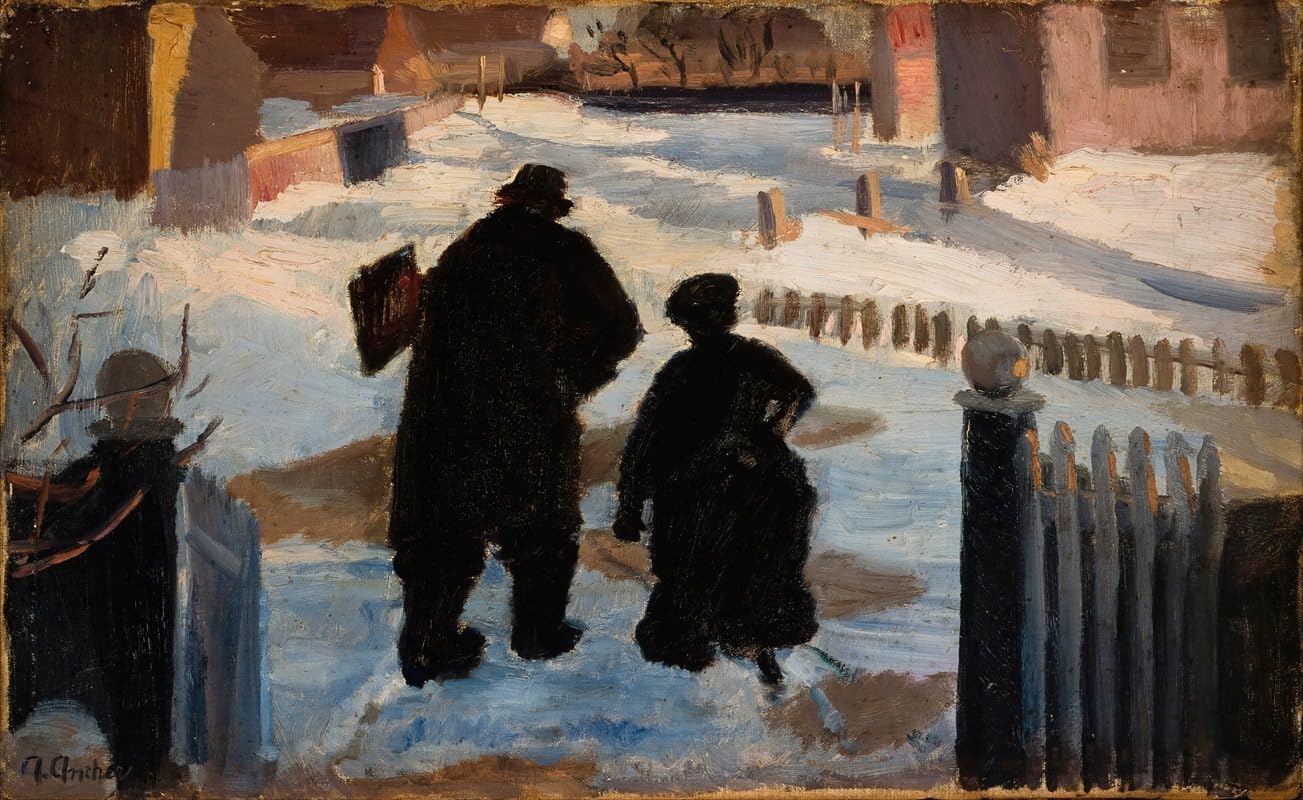 Michael Ancher on his way to his studio accompanied by the organist Helene Christensen (1888) Poster Print by Anna Ancher (24 x 36)