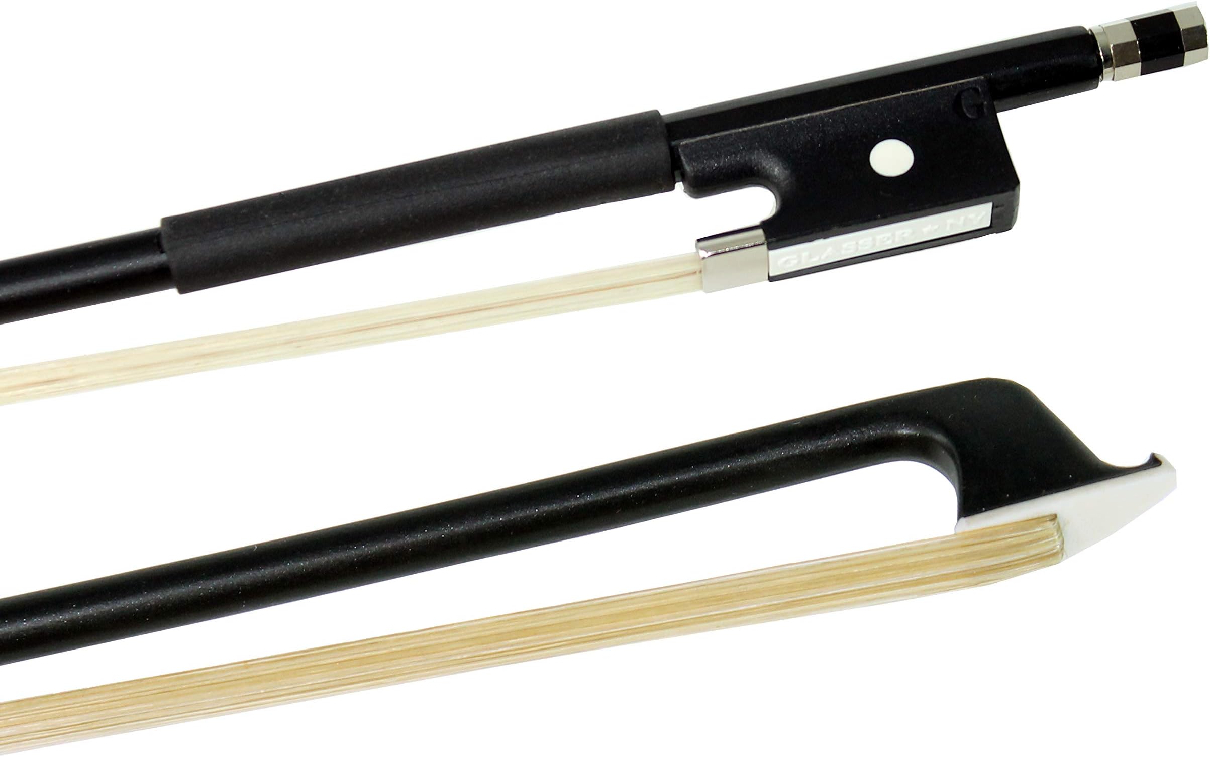 VIOLIN BOW FIBERGLASS HALF-LINED FROG LEATHERETTE GRIP - 4/4