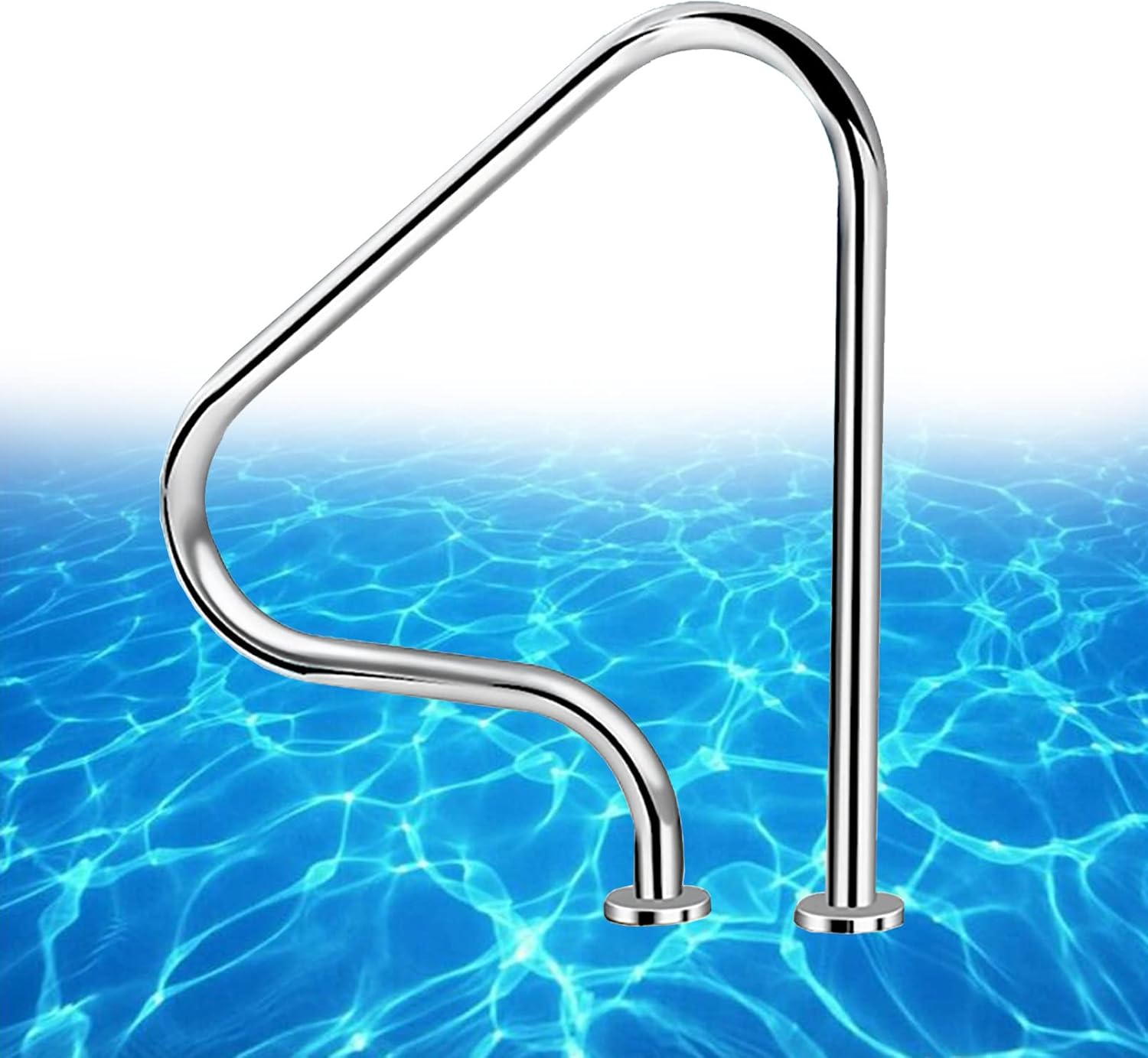 304 Stainless Steel Grab Rail Swimming Pool Handrail with Quick Mount Base, 3-Bend, 31.5x31.5inch, 1PC