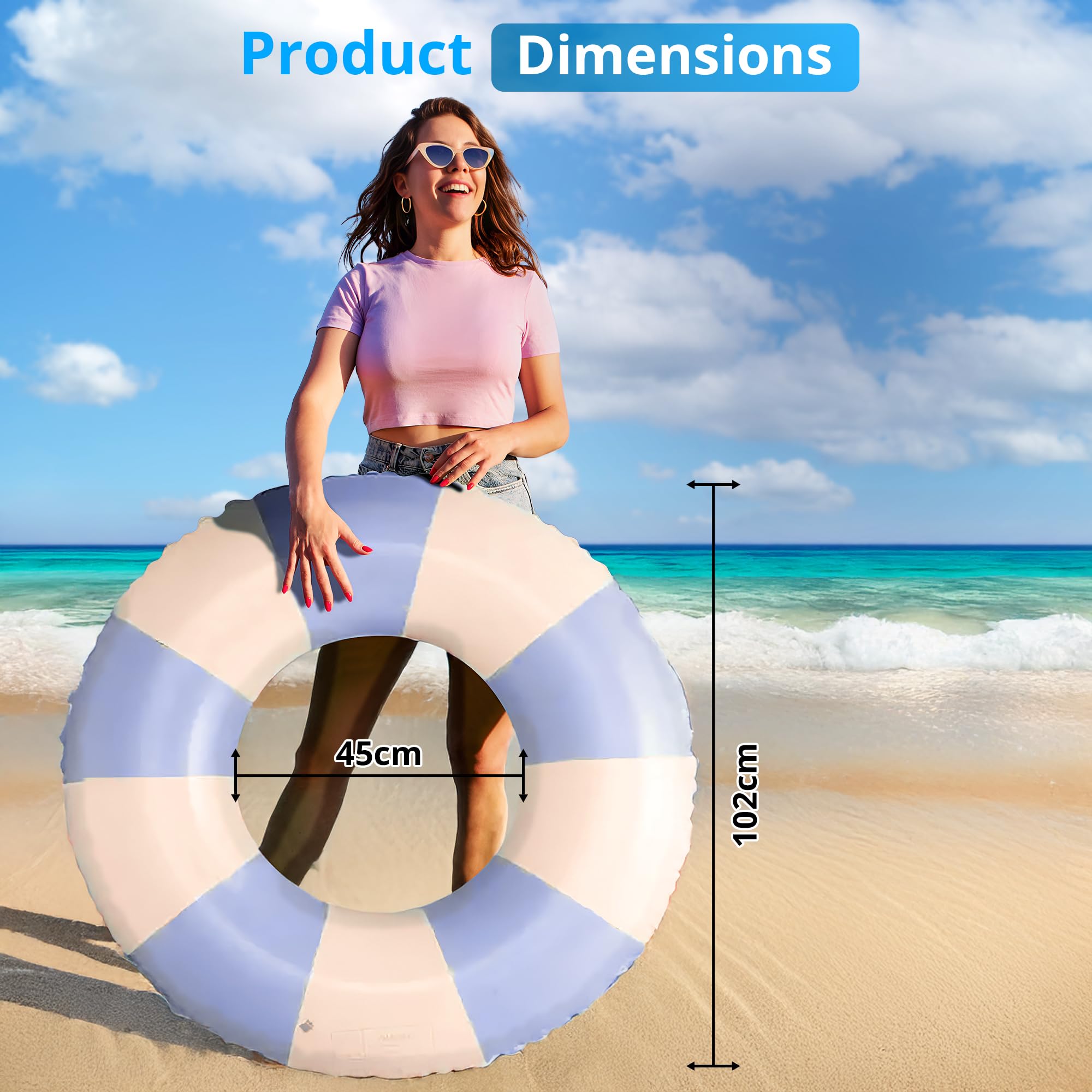 Inflatable Pool Ring, Blue, XL - Image 2