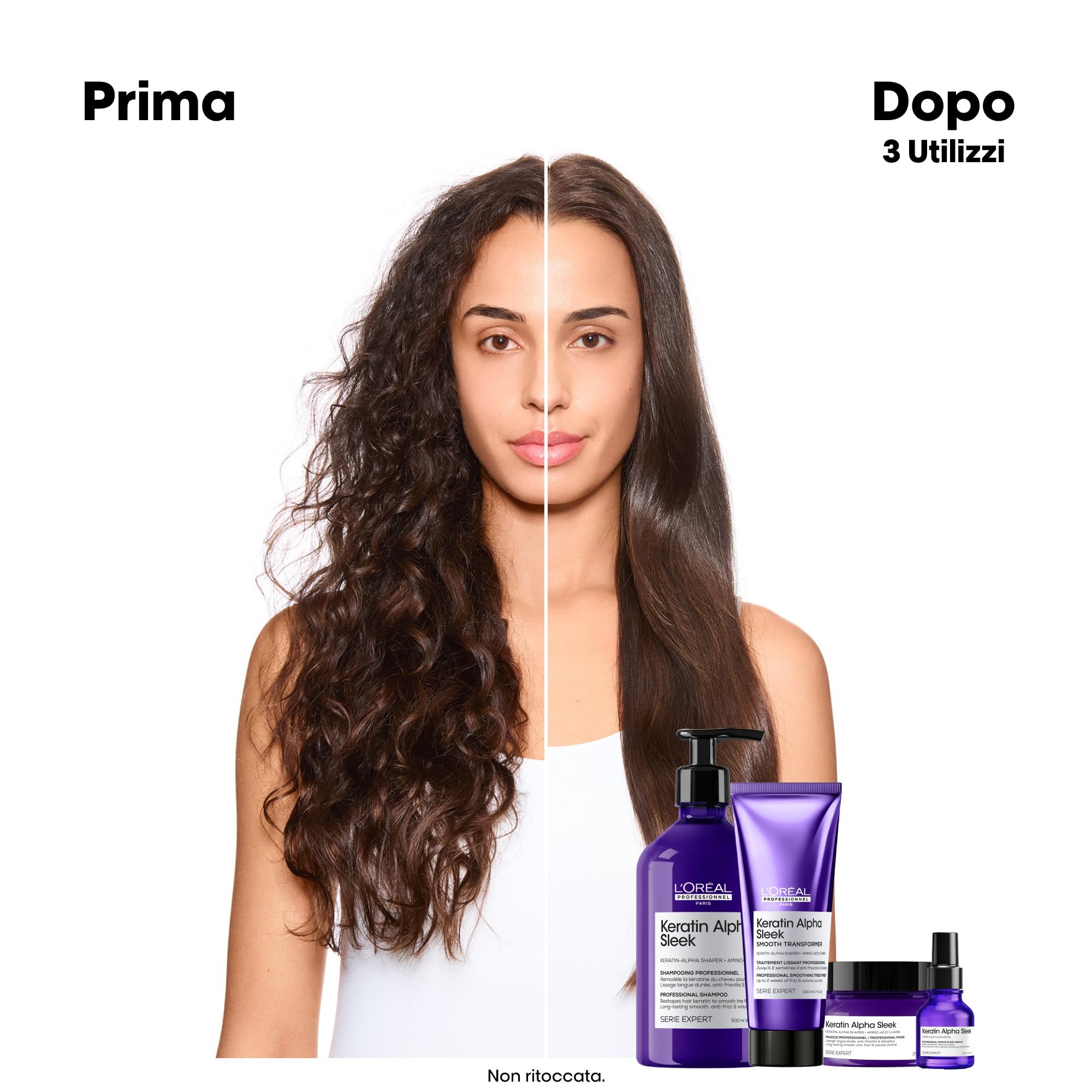 L'Oréal Professionnel, Shampoo Professionale Anticrespo e Disciplinante, Per Tutti i Tipi di Capelli, Capelli Più Morbidi e Luminosi, Con Keratin-Alpha shaper e Aminoacidi, Keratin Alpha Sleek, 500 ml