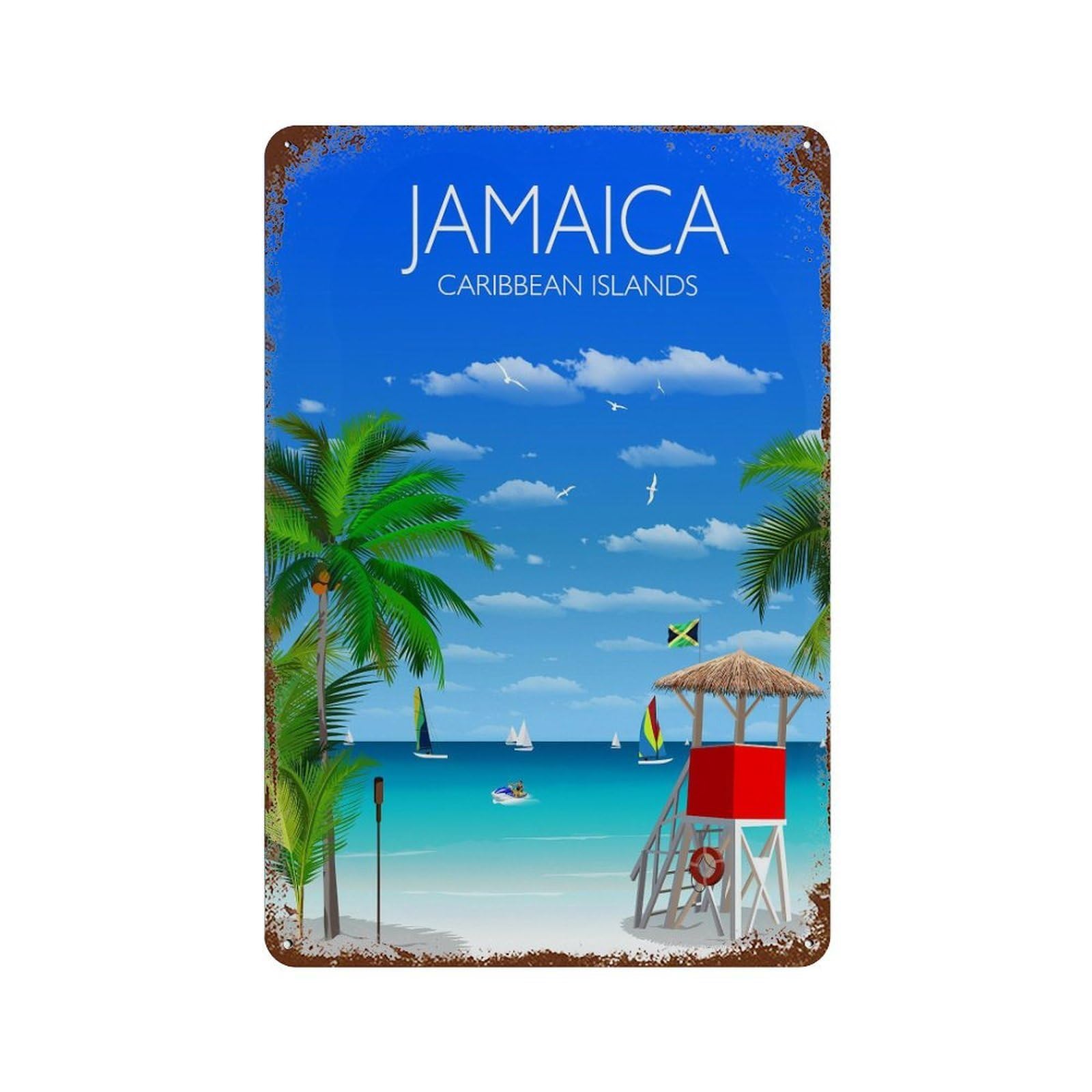 xiaoxiaoshen Travel of Jamaica Caribbean Wall Decor Art Metal Tin Poster Modern Home Decor Art Home Bar Shop Decorations Vintage Sign 30x20cm