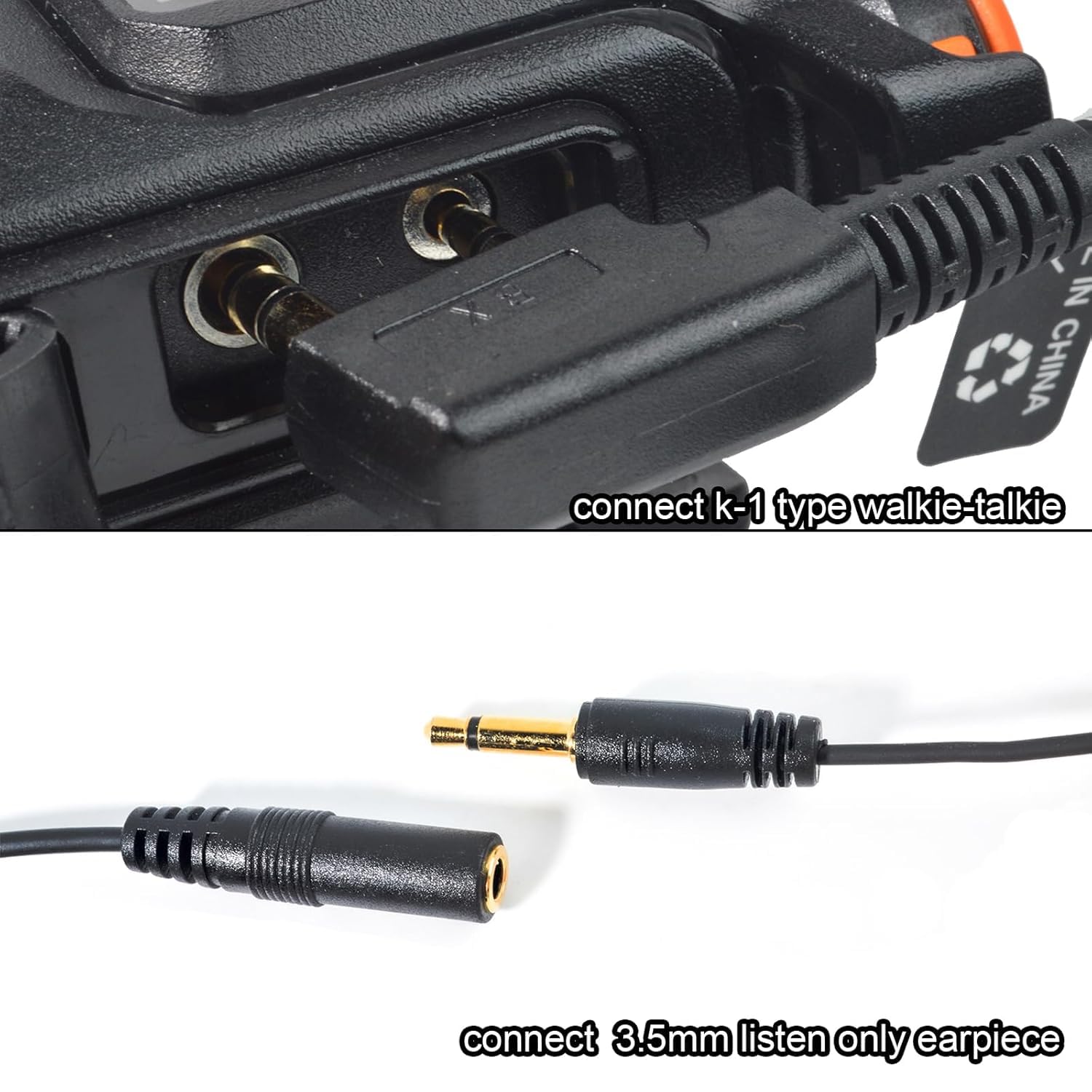 Cable adaptador universal de audio de radio de 2 vías de 3,5 hembra a 2 pines con PTT compatible con Baofeng UV-5R UV-5RA UV-82 Kenwood TH-22AT Quansheng K5 K6 TK-11 - 3