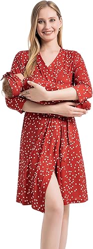 Galabloomer Bata de maternidad y manta de recepción de bebé, conjunto de bata de parto y manta a juego con corazón rojo