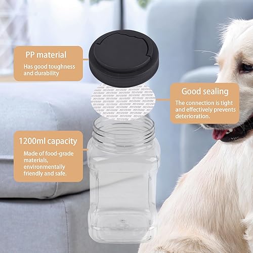 Miniatura 4 de Recipiente para golosinas para perros y gatos con 2 tarros, recipientes de almacenamiento de alimentos para mascotas, para perros, gatos, pájaros y