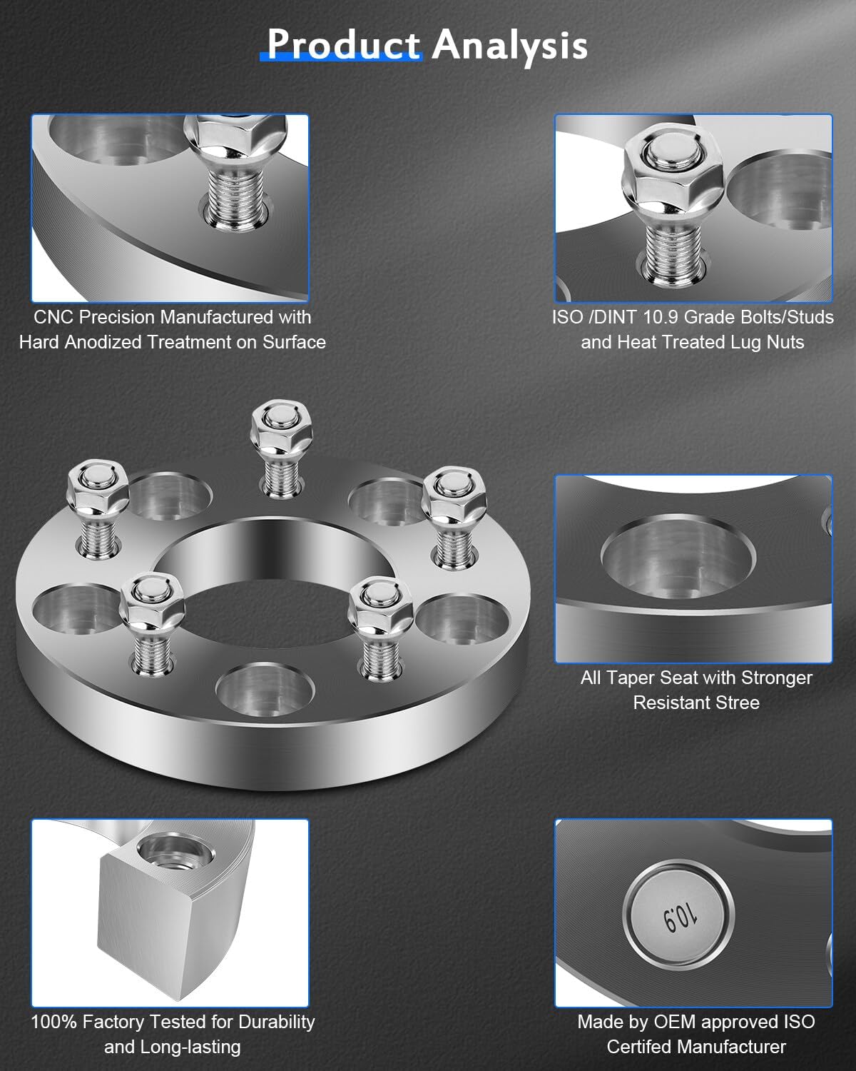 ECCPP 4PCS 1" Conversion Wheel Adapters 5x5 to 5x4.75 12x1.5 Studs Fit for Chevrolet Caprice Classic (1990-1997) | for Chevrolet Impala SS (1994-1997)-NOT FIT Stock Rims