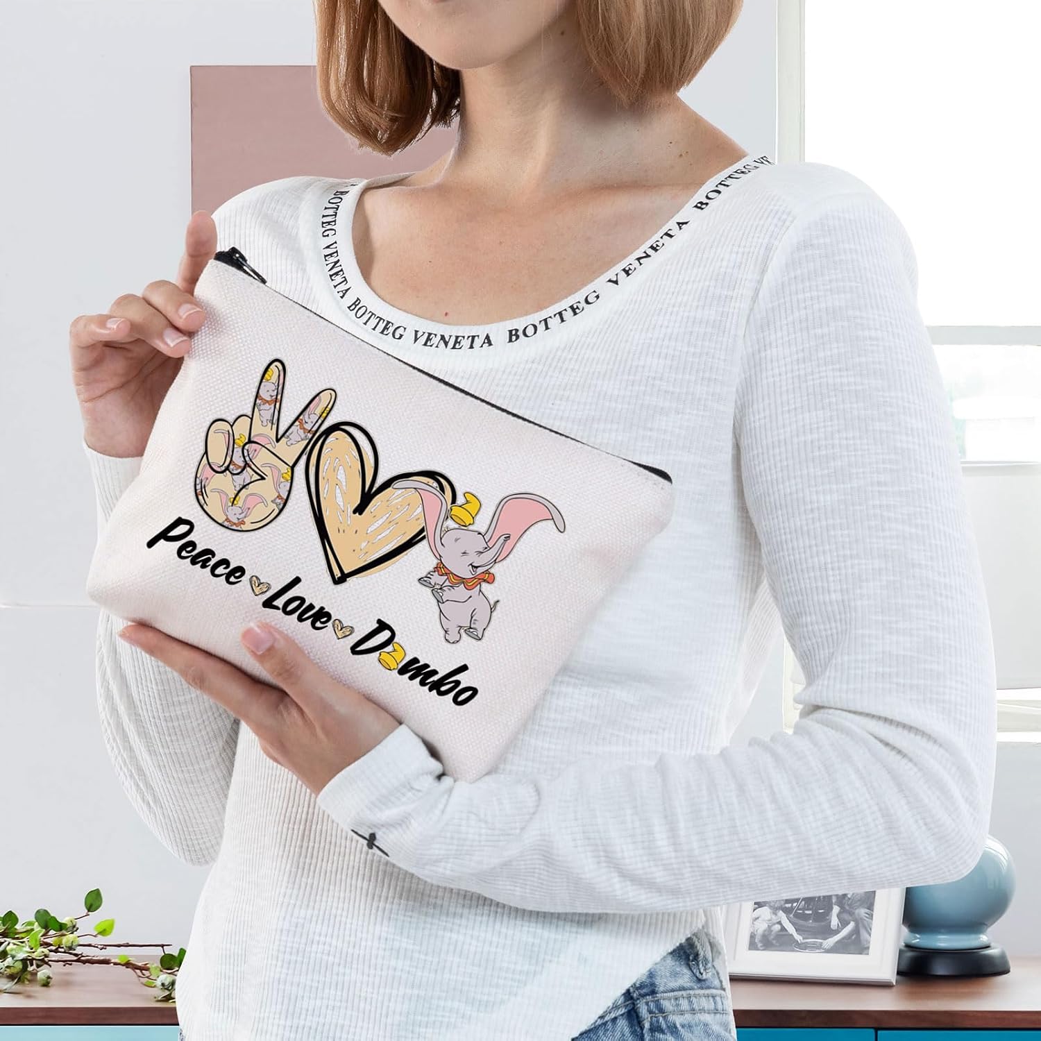 BWWKTOP Elephant Cosmetic Makeup Bag Elephant Fans Gifts Elep-hant Circus Cartoon Zipper Pouch Bag (PeaceDumb) image 4