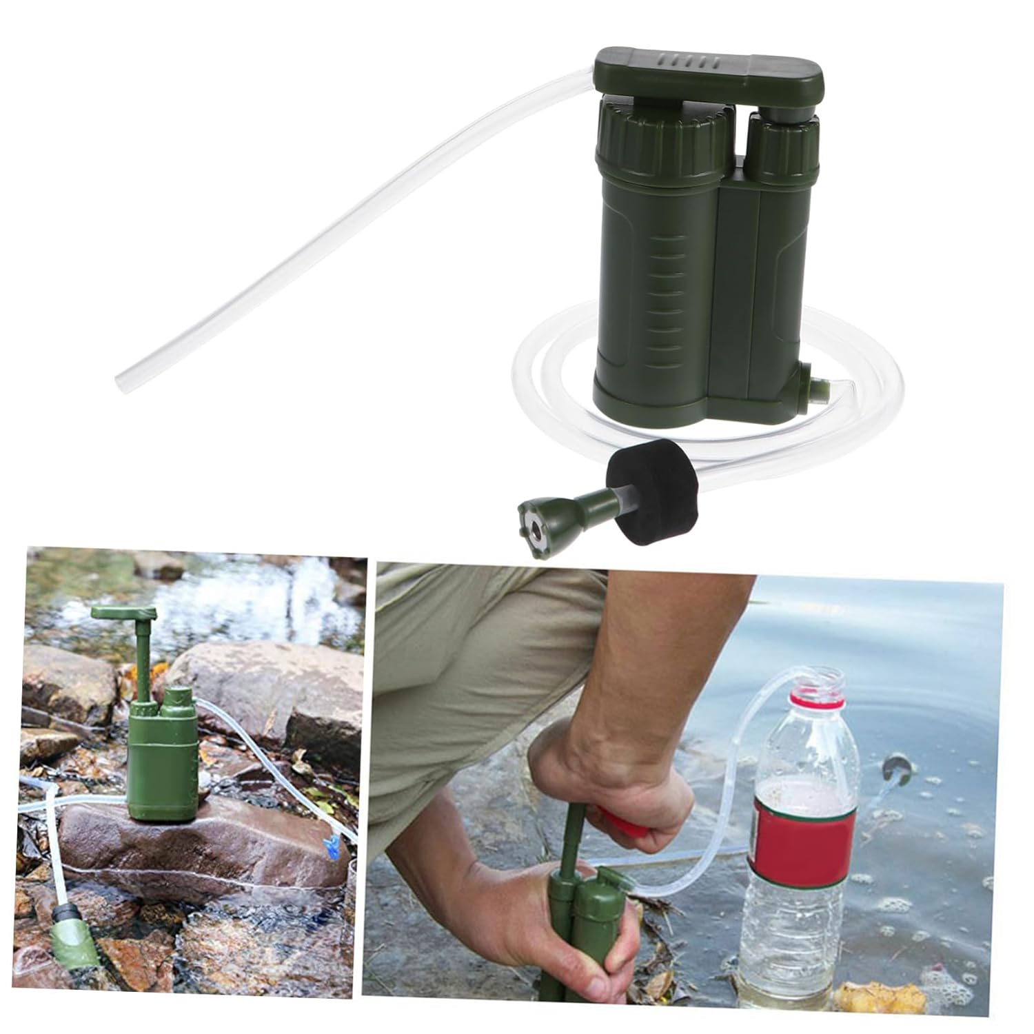 Generic Portable Water Purifier Pump Camping Water Filter Lightweight Outdoor Emergency Filter for Hiking and Travel with Safe Materials and Compact Design