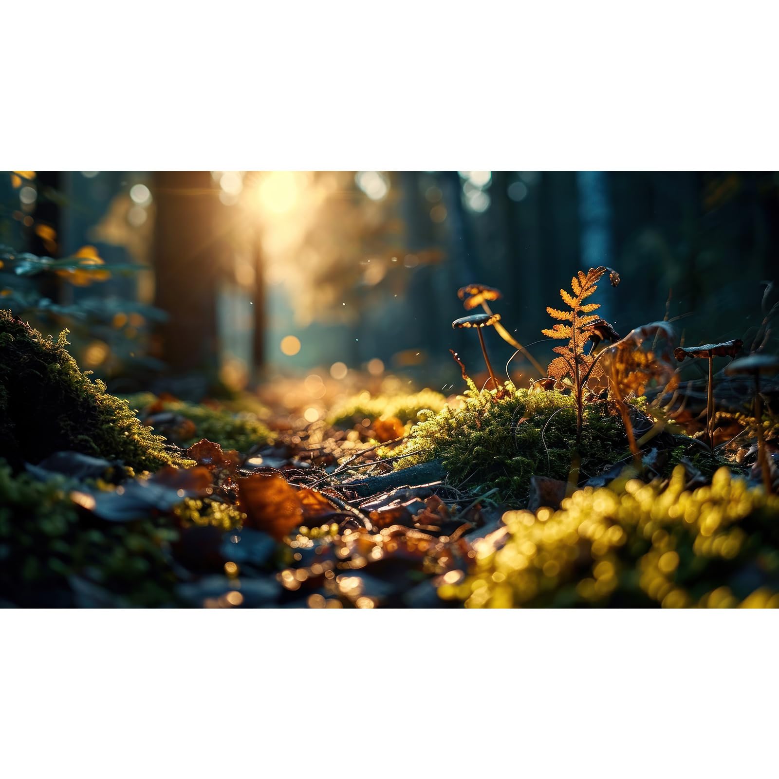 Reptile Habitat Backdrop Moss and Fern Sunset Forest Terrarium Background Peaceful Nature World Aquarium Backdrop Rainforest Fish Tank Background Wallpaper Poster Vinyl 30x12in