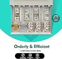 Vista 8 de Caja registradora de 48 llaves, sistema electrónico de posición POS, caja registradora con cajón, pantalla LED, caja registradora blanca con teclado