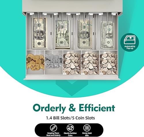 Miniatura 3 de Caja registradora electrónica de 48 llaves, sistemas POS de caja registradora, caja registradora cuadrada con cajón y 8 LED digitales para