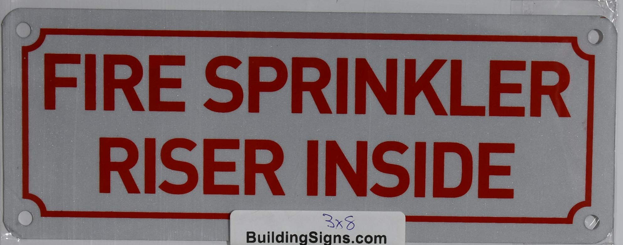 Fire Sprinkler Riser Inside Sign (White,Aluminium 3X8)