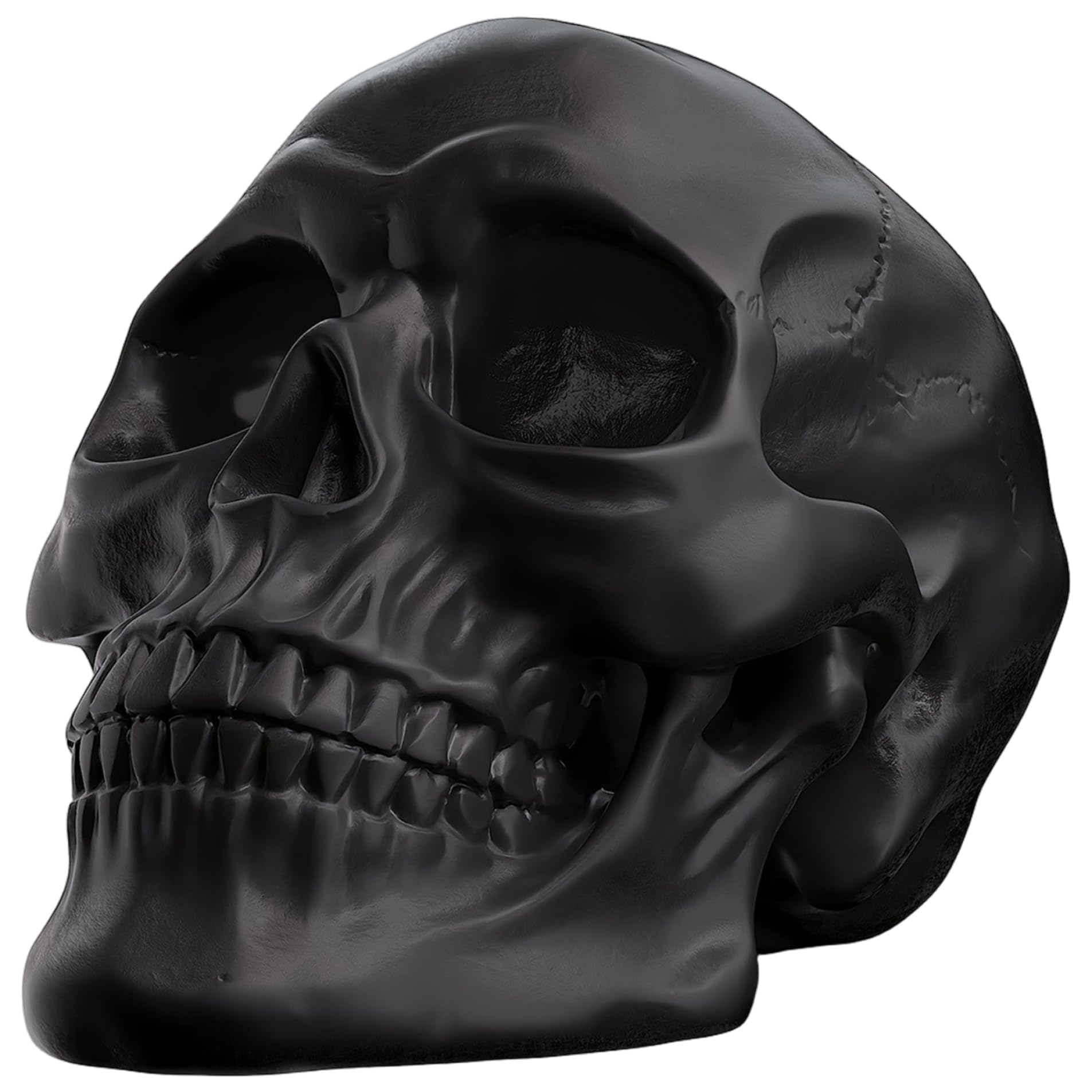 Ornement de crâne en résine noire 5.4x7.7 cm pour décoration de table