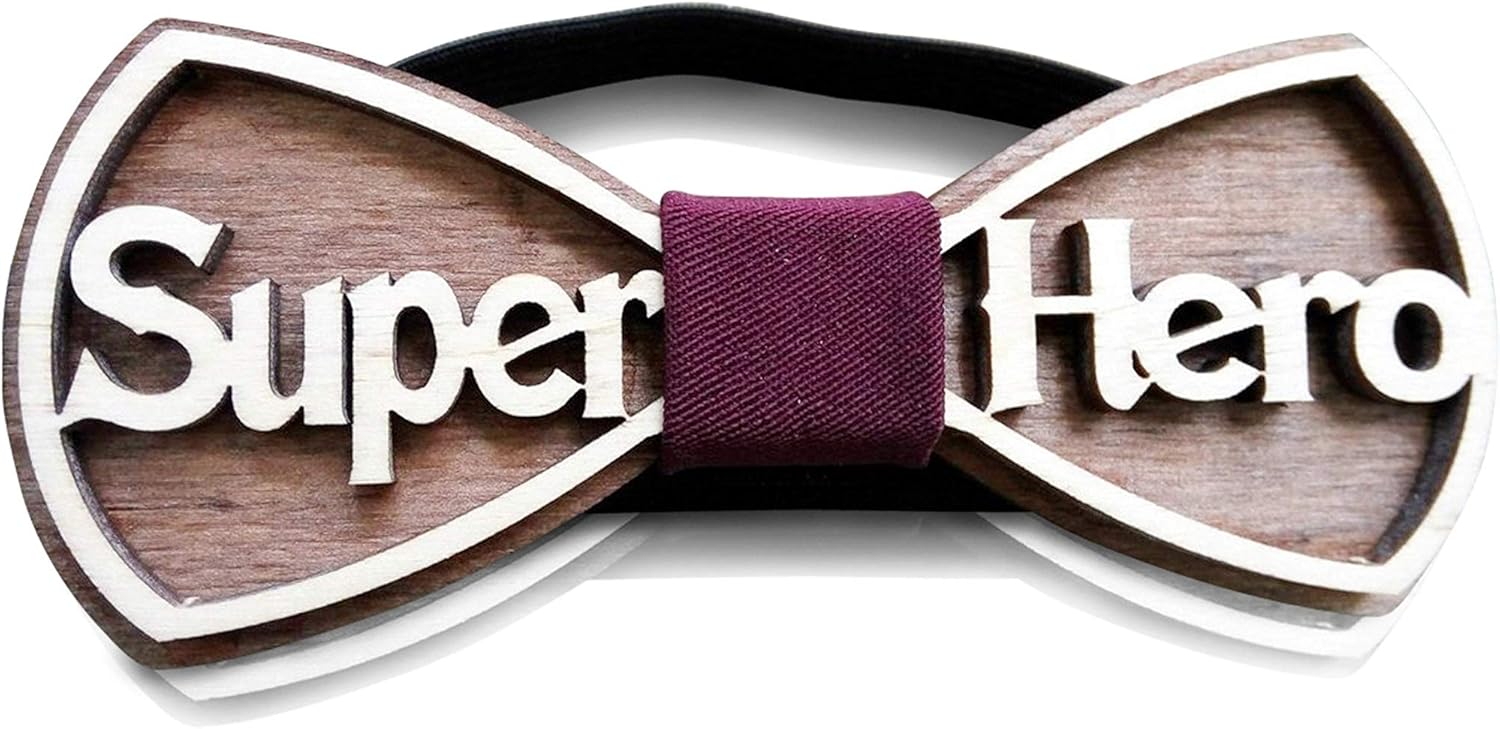 Wooden Bow Tie Hero Design Holiday Wedding Wood Bowtie Men Necktie Gift Box